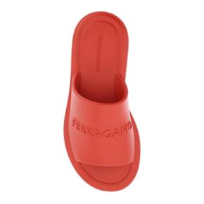 Salvatore ferragamo debossed logo rubber mules Sandals 0216780763219 FLAME RED