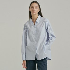 Open Collared Cotton Shirt_SKY BLUE