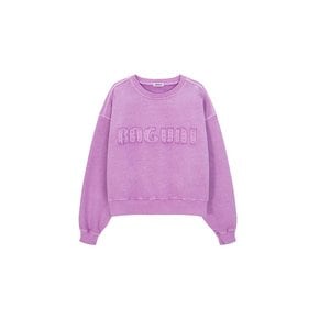 Heavy Pigment Lettering Sweatshirt - light purple