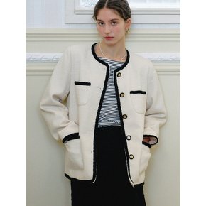 Serena Tweed Trimming Jacket_Cream