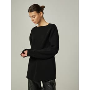 SLIT DETAIL LOOSE FIT PULLOVER (BLACK)