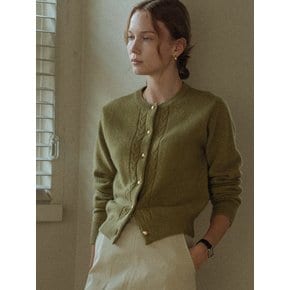 Gold button essential cardigan_Olive green