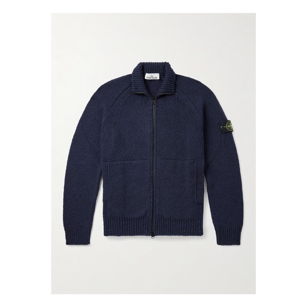 로고 아플리케 니트 집업 가디건 블루 46376663162906663