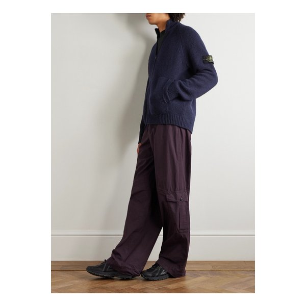 로고 아플리케 니트 집업 가디건 블루 46376663162906663