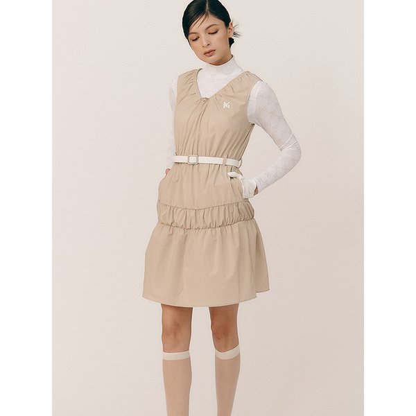 바람막이 셔링 원피스_BEIGE