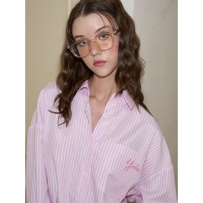 Stripe Over Fit Shirt_ Pink