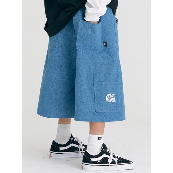 F17  데님 유틸 버뮤다팬츠 (연청)