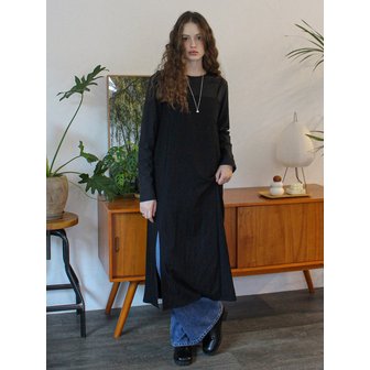 클래프 슬리브리스 트임 원피스_black