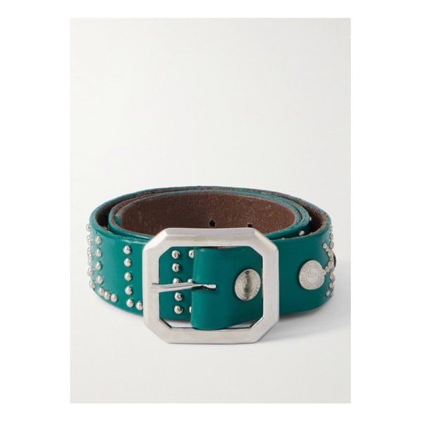 크록-이펙트 트리밍 스터드 가죽 벨트 46376663162903297