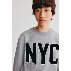 기모 라인드 디자인 스웨트셔츠 그레이 멜란지/NYC 1345607008