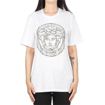 베르사체 (I_1001529 1A01125 2W110) 여성 메두사 스터드 반팔 티셔츠