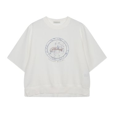 르샵블랑 라운드넥 자수프린트 시보리 5부 블라우스(L2G26WBL090)