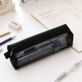 투명 블랙 심플 베이직 메쉬 필통 파우치