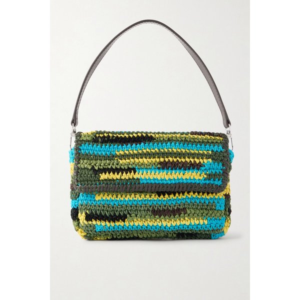 스타우드 티미 가죽 트리밍 크로셰 패브릭 라피아 숄더백 터쿼이즈 46376663163027486