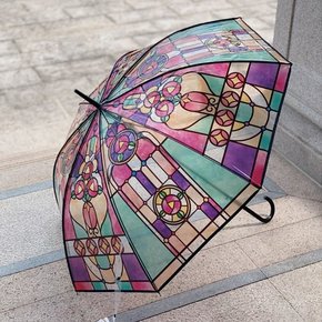 자동 장우산 장마철 튼튼한 투명 스테인글라스
