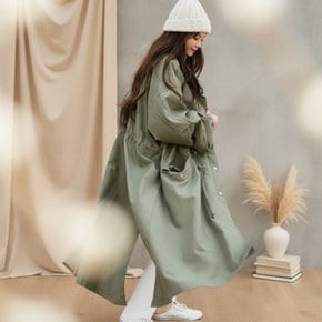 [옷자락] 여성 캐주얼 롱 후드 야상 바람막이
