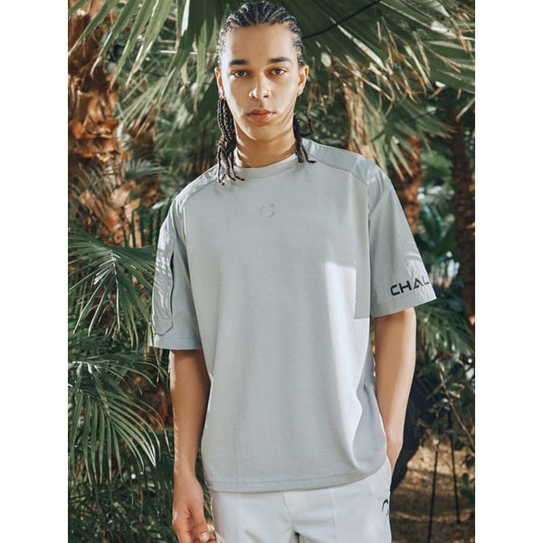 절개변형 우븐믹스 남성 맨투맨형 반팔티셔츠 라이트그레이_CHD2MST0237LG