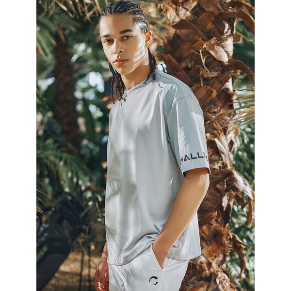 절개변형 우븐믹스 남성 맨투맨형 반팔티셔츠 라이트그레이_CHD2MST0237LG