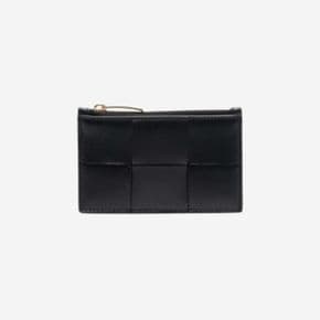 보테가 베네타 지퍼 카드 케이스 블랙 골드 Bottega Veneta Zipped Card Case Black Gold