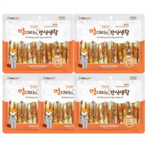 강아지 육포 간식 멍대리 치킨 연어포 300g 5P 3