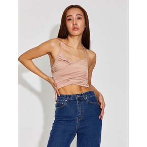 SOFT TENCEL OVER WRAP HALTER CROP TOP_T216TP124
