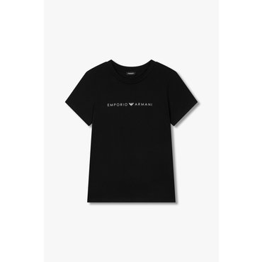 EMPORIO ARMANI 여성 씬 로고 코튼 라운지 티셔츠 (0824334501)