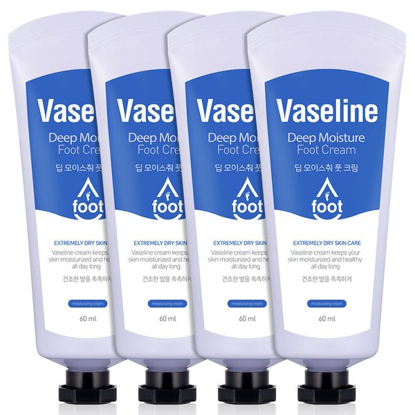바세린 딥 모이스춰 풋크림 60ml 4개
