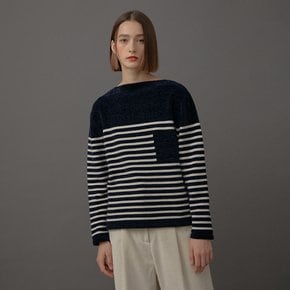 Eli Striped Boat Neck Knit_Navy