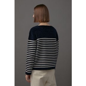 Eli Striped Boat Neck Knit_Navy