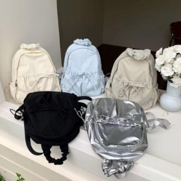 [옷자락] 여자 사계절 가벼운 미니 셔링 폴리 백팩