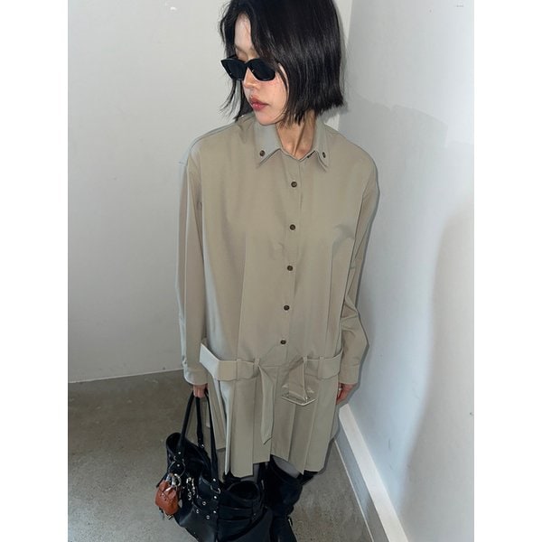 뉴로우 플리츠 원피스_카키그레이