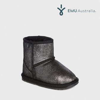 EMU Australia [공식판매처] 이뮤 키즈 Wallaby Mini 어그 부츠 Metalic Black