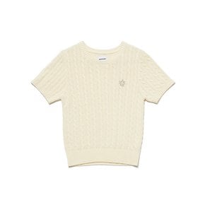 (W) CABLE SHORT SLEEVE KNIT IVORY
