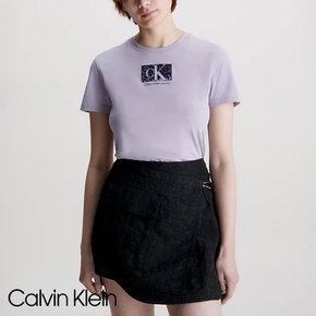 캘빈클라인진스 슬림 오가닉 반팔티 라벤더 여성 코튼 로고 티셔츠 J20J221631PC1