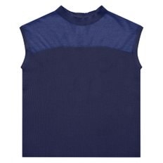 Sheer Mock Neck Sweater_NAVY