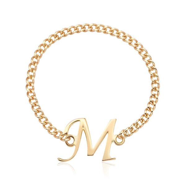 [비앤비골드] 14K 알파벳 M이니셜 레이어드 체인실반지 MPR38126