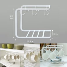 하코야 화이트 스틸 컵 & 소서 랙 (6P)/커피잔 걸이