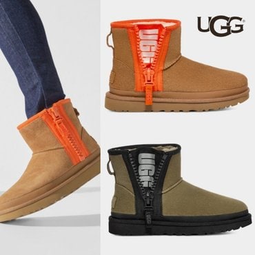 UGG 미국 어그 UGG 여성 클래식 지퍼 미니 부츠 테이프 로고 1144034S