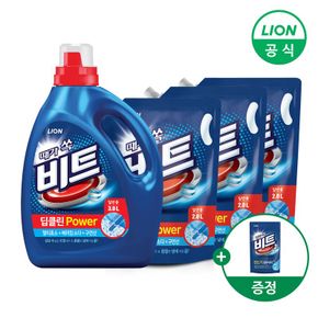 딥클린 POWER 세탁 액체세제 용기 3L 1개+리필 2L 3개+겸용300g 제공...