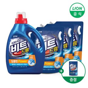 딥클린 POWER 세탁 액체세제 용기 3L 1개+리필 2L 3개+겸용300g 제공...