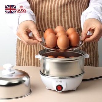 고스 스테인레스 다용도 전기 2단 계란찜기 GS-EPS1850 멀티 쿠커 달걀 삶기 호빵 찐빵