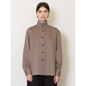 tencel open collar shirt_khaki