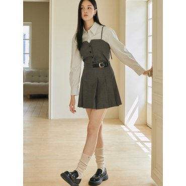 JJ지고트 벨트 장식 울 플리츠 스커트 GN9P0SKR1