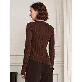 YY_Vintage split brown knit top