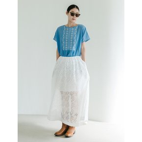 Eyelet Lace Long White Skirt