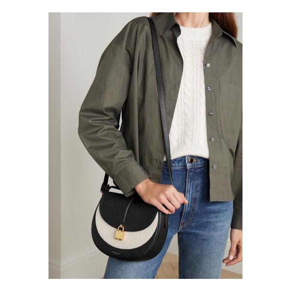 드멜리어 시에나 새들 가죽 트리밍 캔버스 숄더 백 베이지 1647597357778873