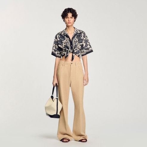 산드로 [25SS 시즌오프 30%] 라인스톤 디테일 데님 팬츠 SF25S3FRNJD83