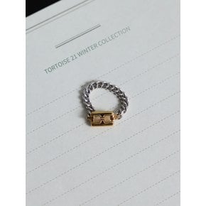 DOUBLE T two-tone chain ring (silvergold)