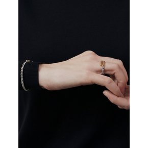 DOUBLE T two-tone chain ring (silvergold)