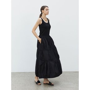 Balloon Banding Long Skirt Black